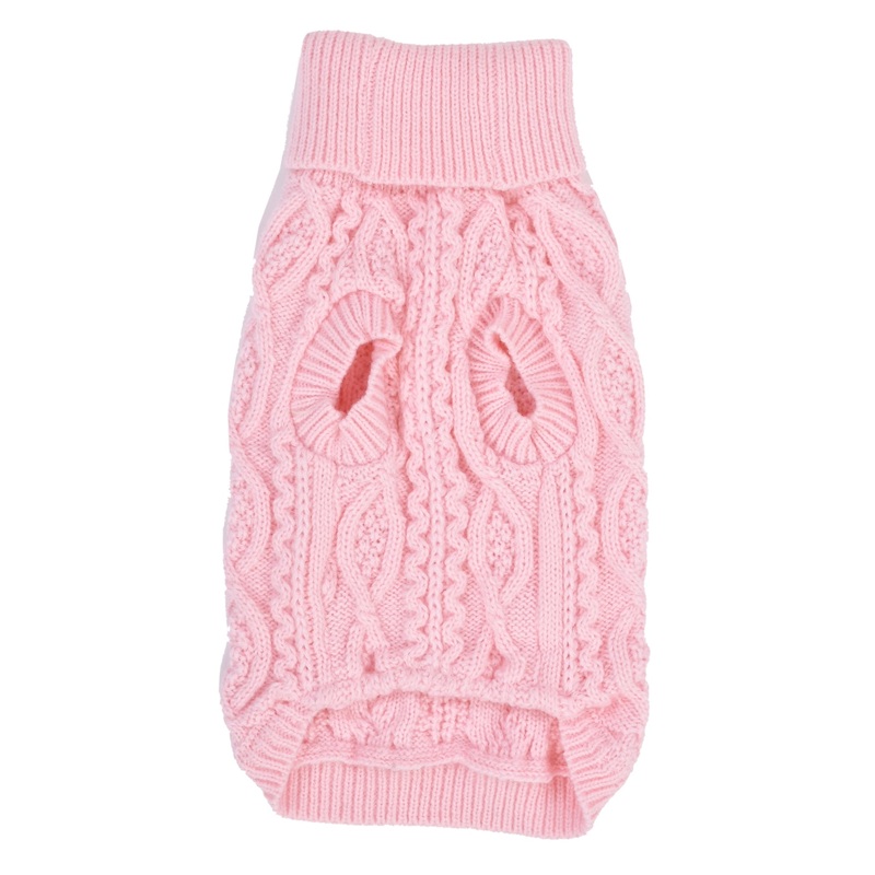 Pink Cable Knit Dog Sweater|XS|S|M|L