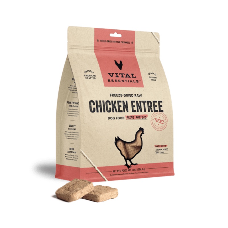 Vital Essentials Freeze-Dried Raw Chicken Entree Dog Food Mini Patties