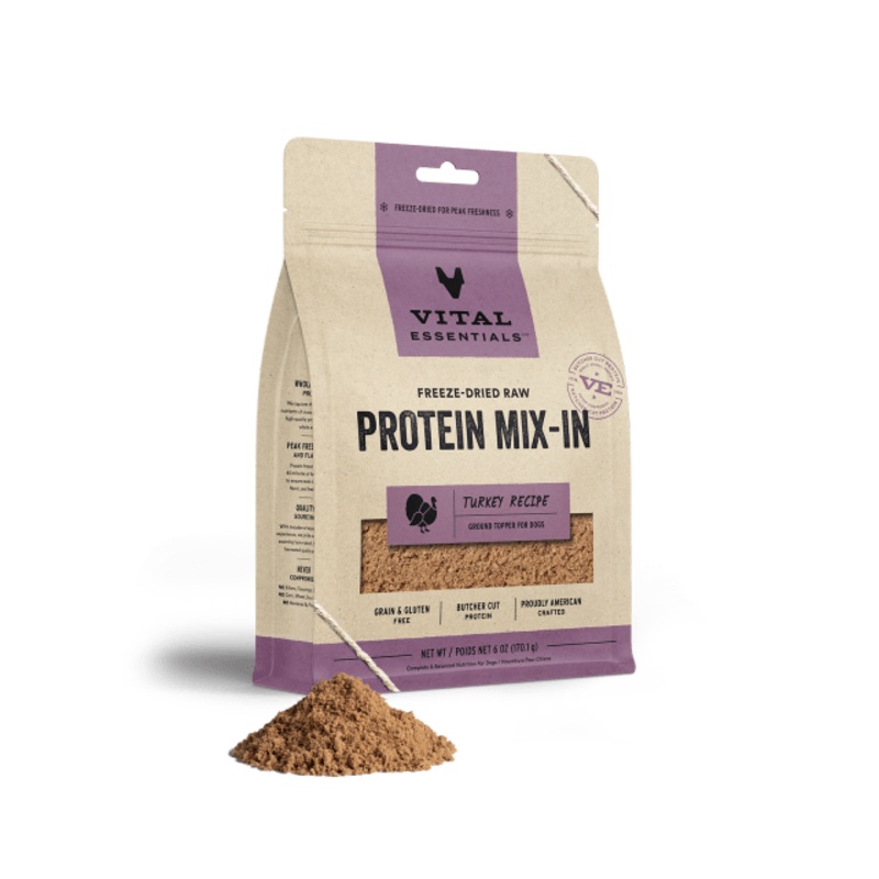 Vital Essentials Freeze-Dried Raw Protein Mix-In Turkey Recipe Ground Topper for Dogs