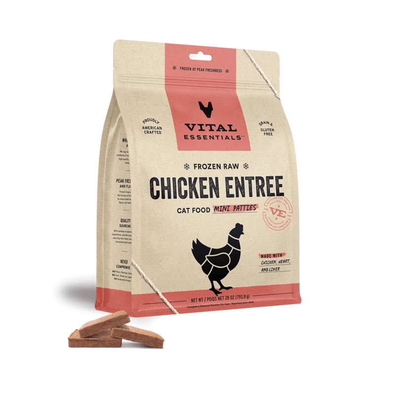Vital Essentials Frozen Raw Chicken Entree Mini Patties Cat Food