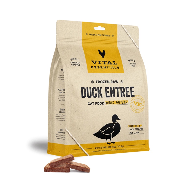 Vital Essentials Frozen Raw Duck Entree Mini Patties Cat Food