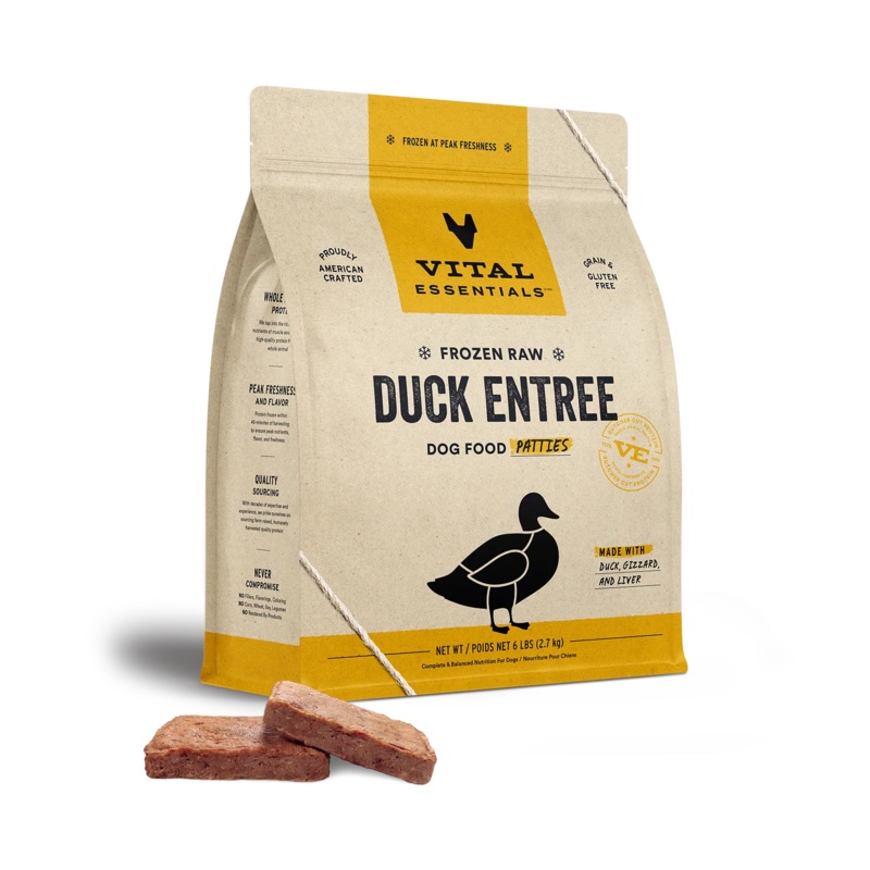 Vital Essentials Frozen Raw Duck Entree Patties Dog Food