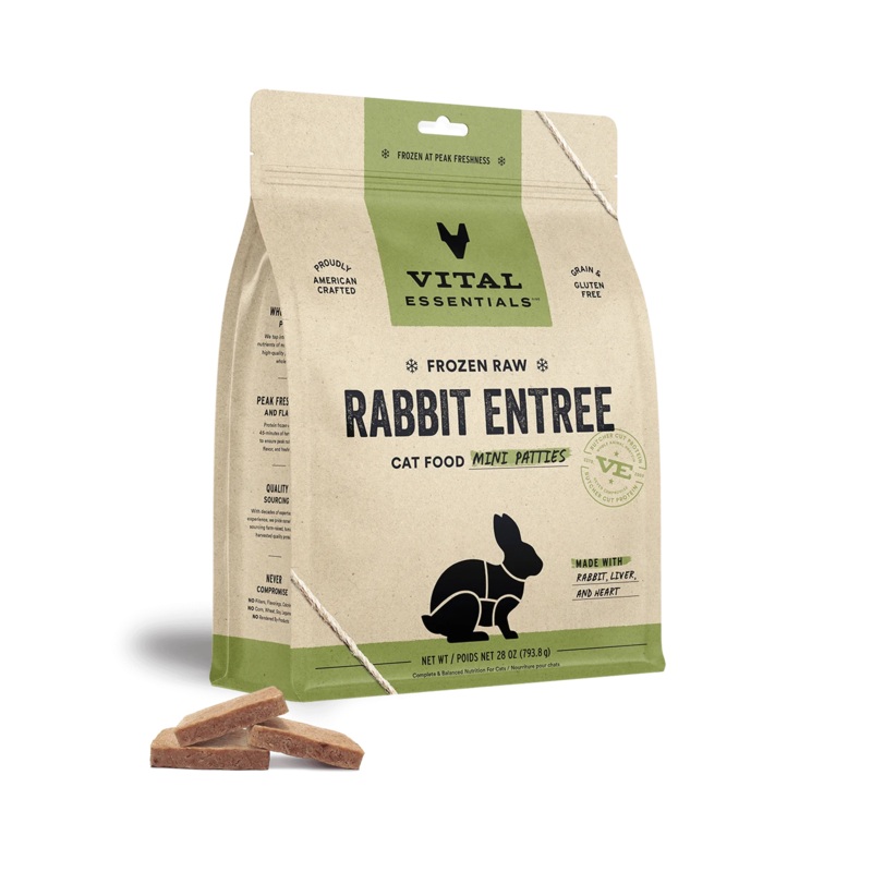Vital Essentials Frozen Raw Rabbit Entree Mini Patties Cat Food