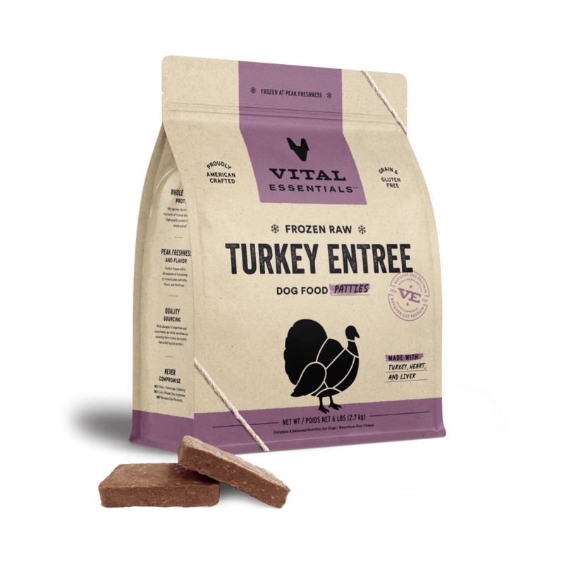 Vital Essentials Frozen Raw Turkey Entree Patties Dog Food