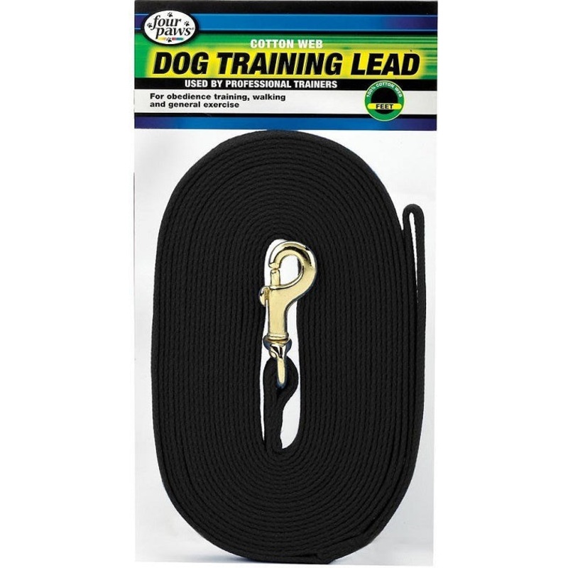Four Paws Black Cotton Web Dog Training Lead