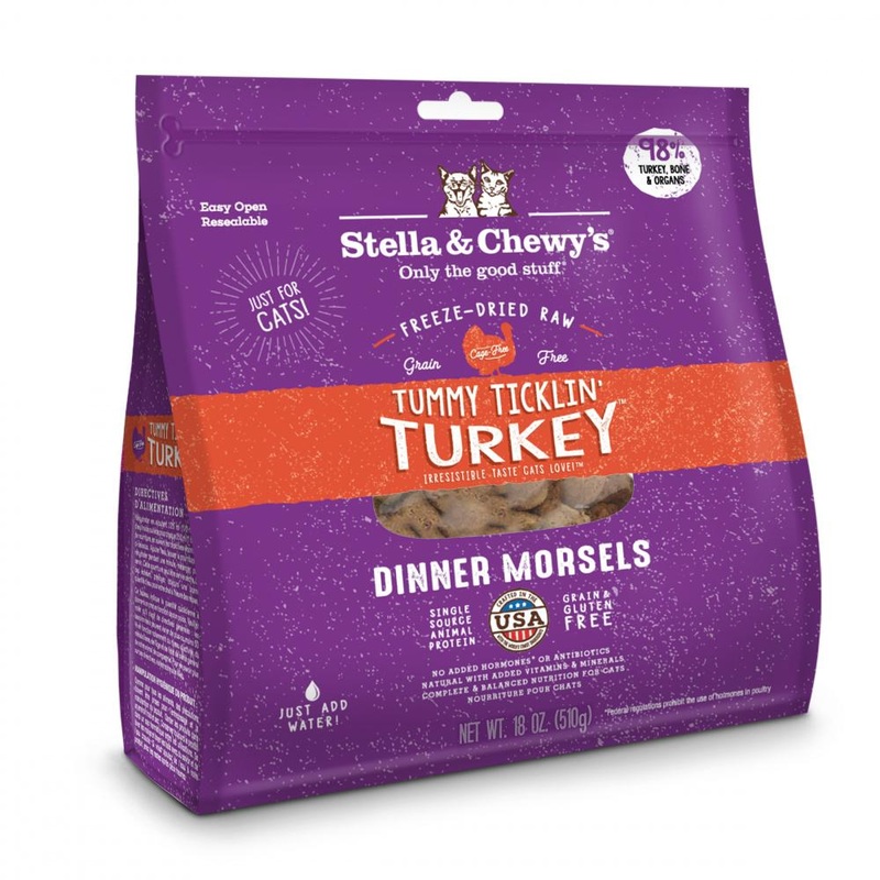 Stella & Chewy’s Tummy Ticklin’ Turkey Dinner Morsels Grain Free Freeze Dried Raw Cat Food