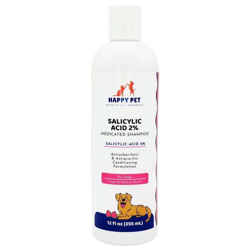 Happy Pet Salicylic Acid 2% Medicated Shampoo Tropical Guava Scented for Dogs