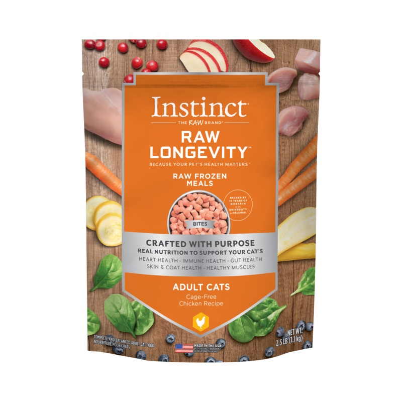 Instinct Longevity Frozen Bites Cage-Free Chicken Recipe For Adult Cats