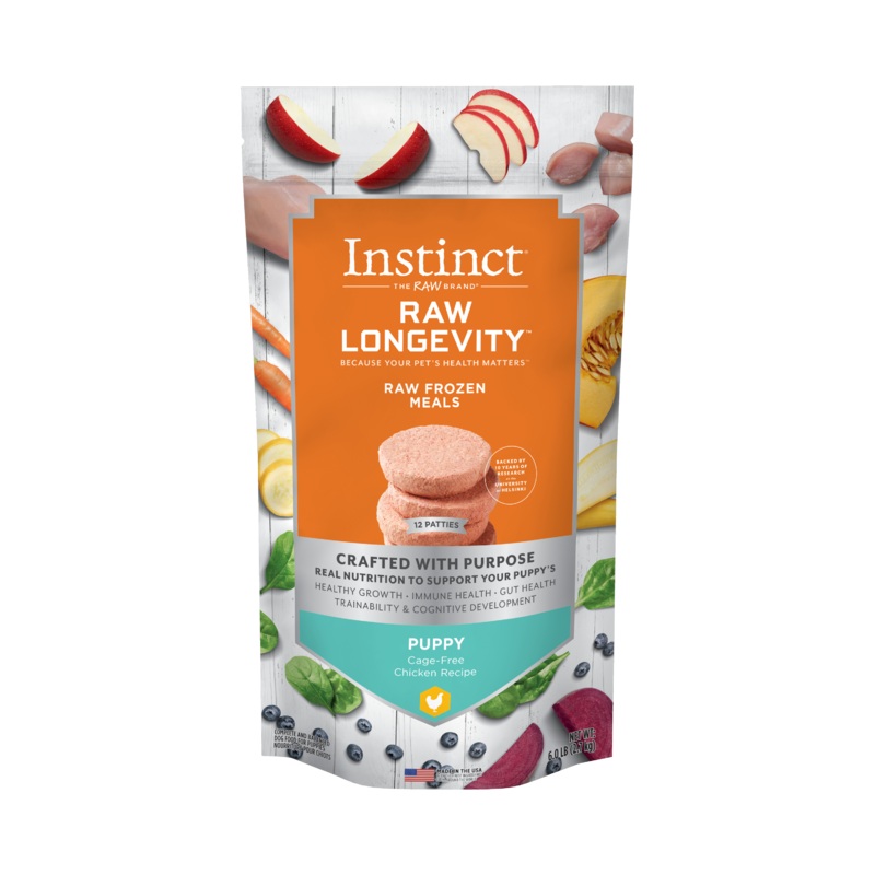 Instinct Longevity Frozen Patties Cage-Free Chicken Recipe For Puppies