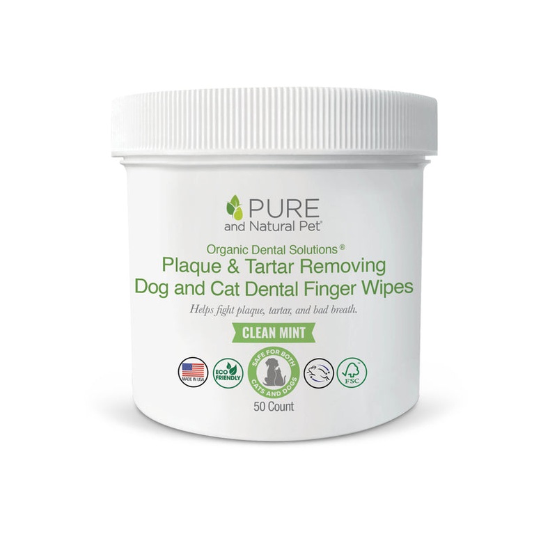 PURE and Natural Pet Plaque & Tarter Removal Wipes for Dogs & Cats