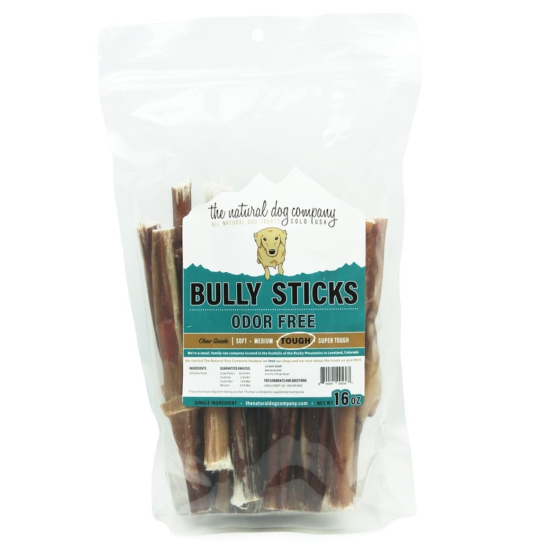 Tuesday’s Natural Dog Company Odor Free Bully Sticks Thick 1 LB  Dog Treats
