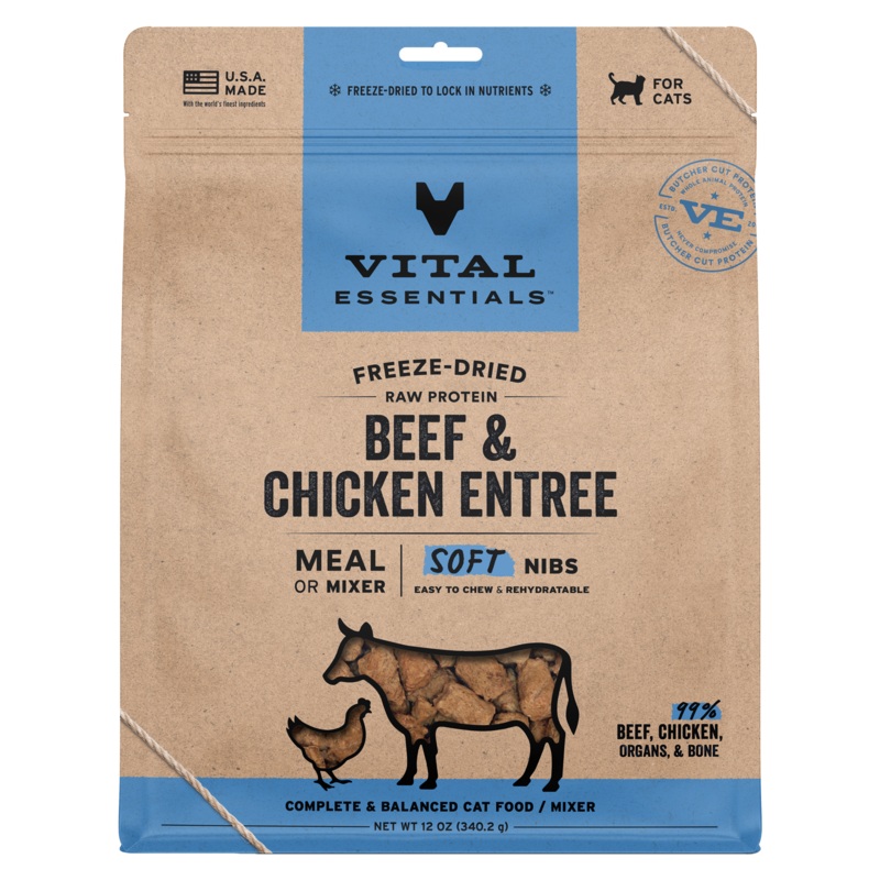 Vital Essentials Freeze Dried Beef & Chicken Soft Nibs Cat Food