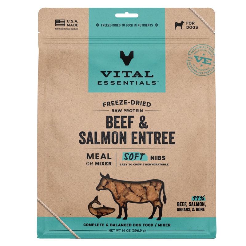 Vital Essentials Freeze Dried Beef & Salmon Soft Nibs Dog Food