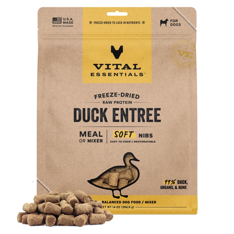 Vital Essentials Freeze Dried Duck Soft Nibs Dog Food