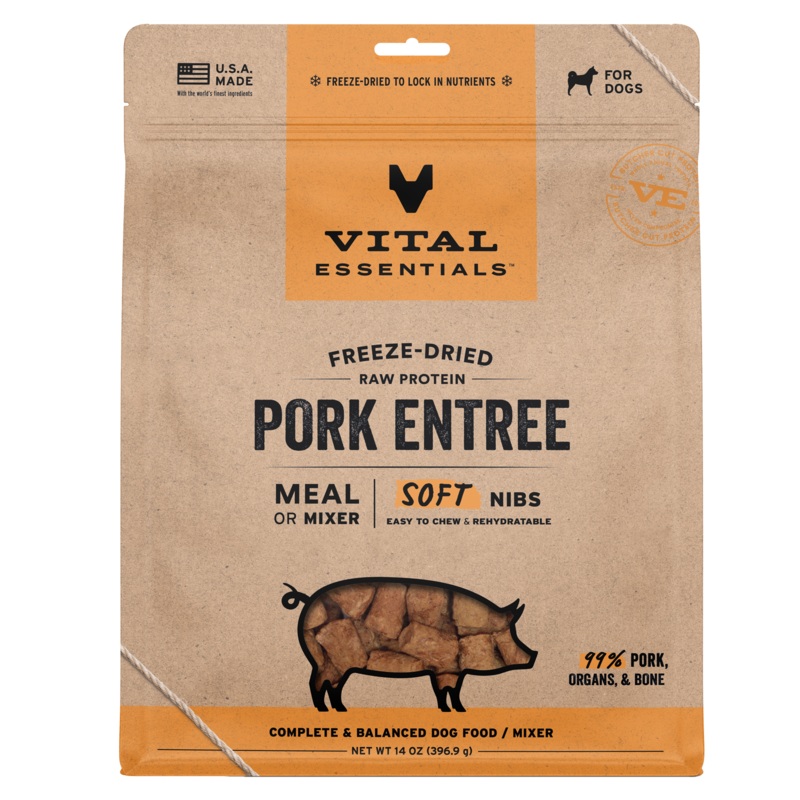 Vital Essentials Freeze Dried Pork Soft Nibs Dog Food