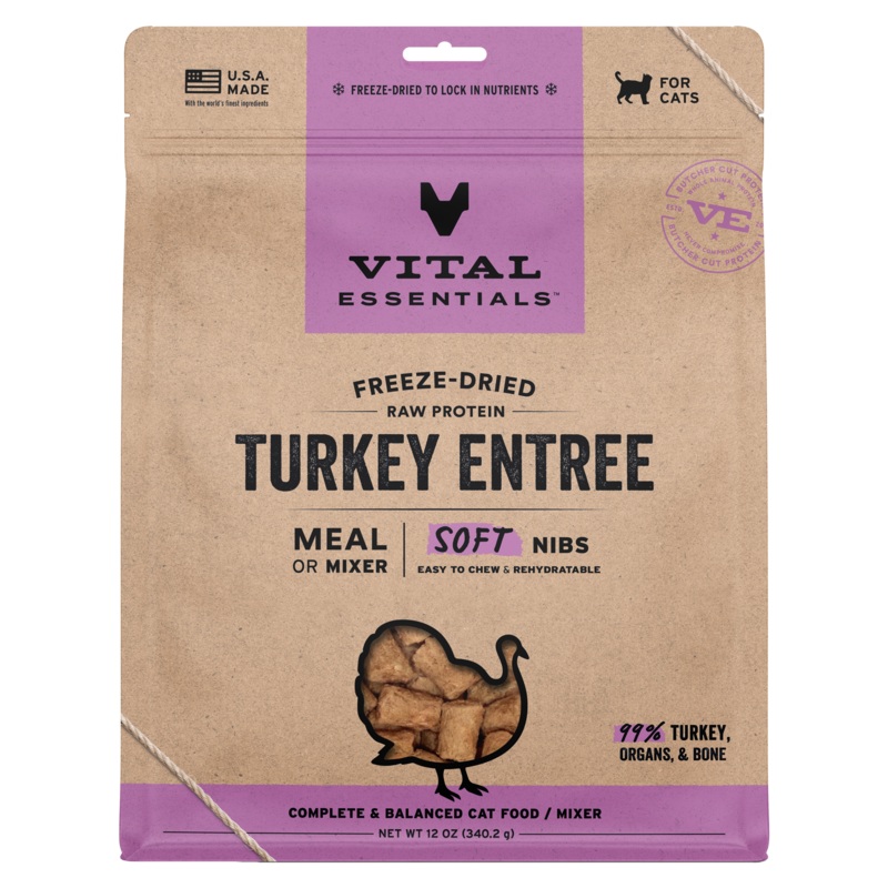 Vital Essentials Freeze Dried Turkey Soft Nibs Cat Food