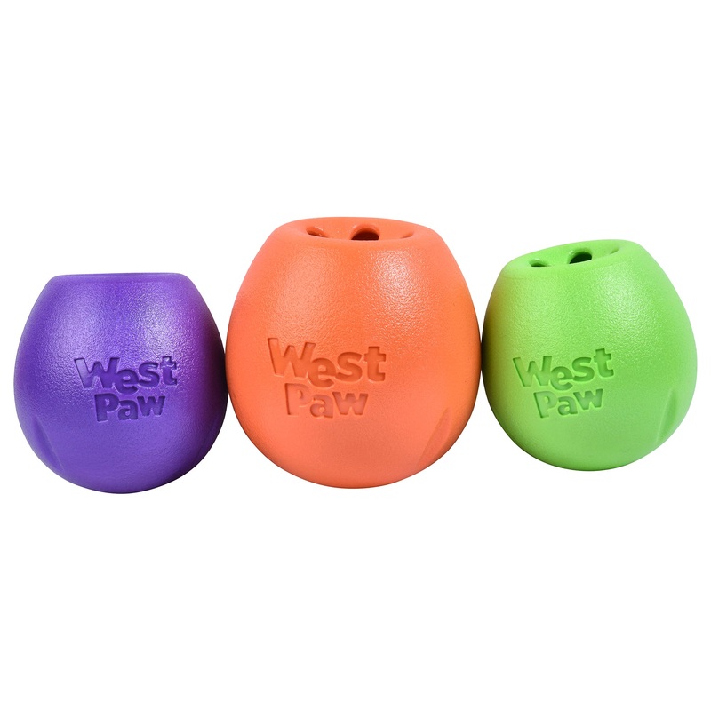 West Paw Rumbl Treat Toy|S|L|Orange|Green|Purple|Aqua Blue|Hot Pink