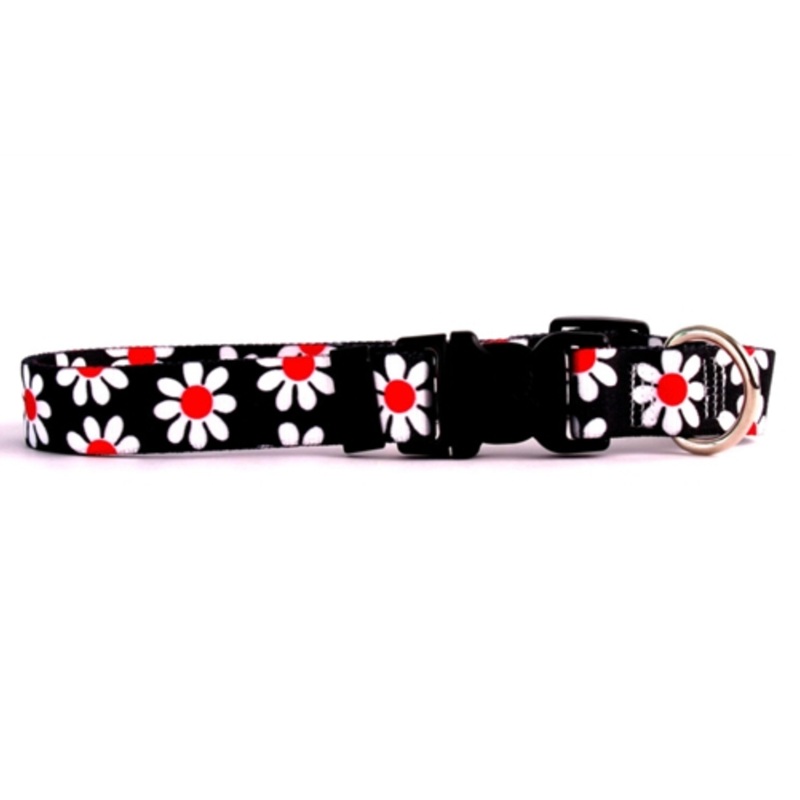 Yellow Dog Designs Black Daisy Dog Collar