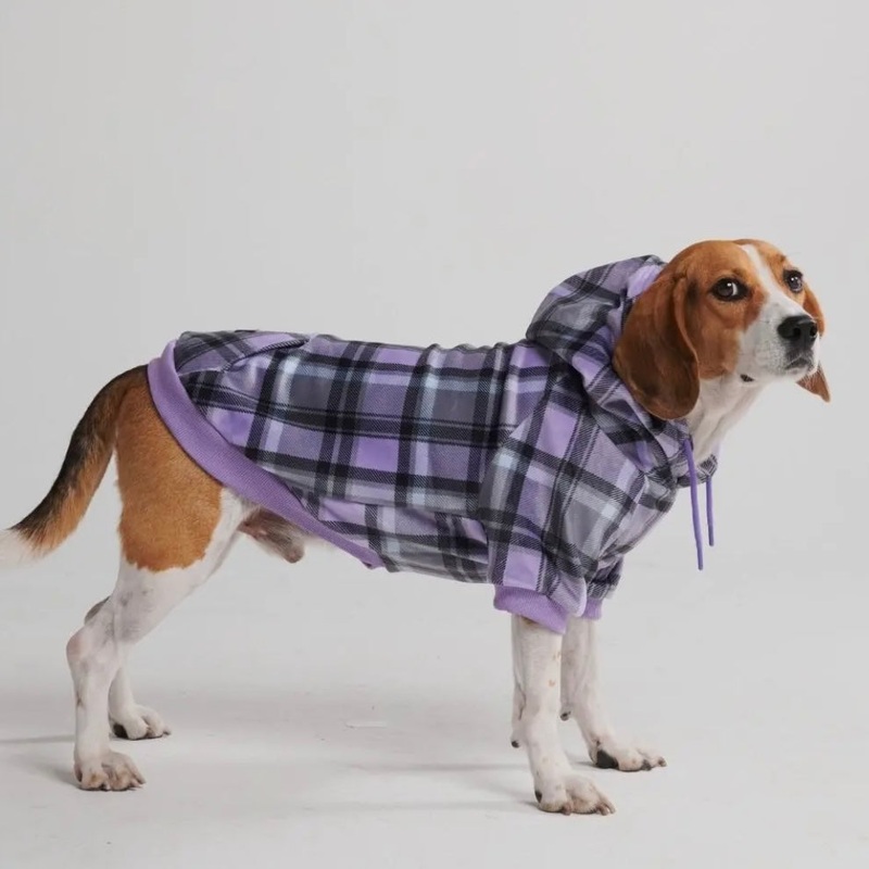 Spark Paws Plaid Dog Hoodie|Green Plaid|Purple Plaid|S|M|L|XL|2XL|3XL|4XL|5XL