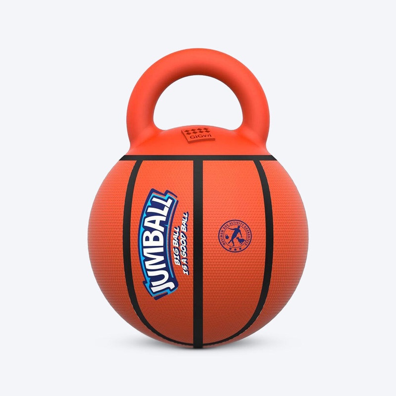 GiGwi Jumball Dog Toy – Basket Ball (with Rubber Handle) – Orange