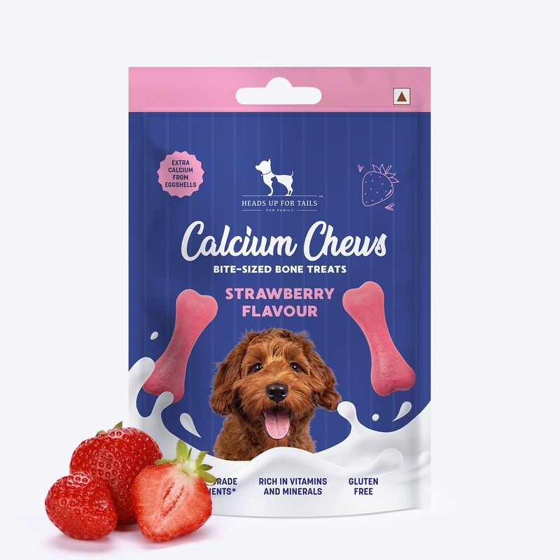 HUFT Calcium Chews Bite-Sized Bone Treats For Dog – Strawberry Flavour