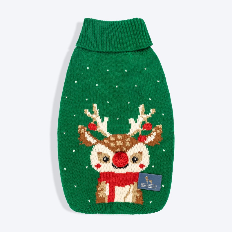 HUFT My Li’l Rudolph Sweater For Cat – Green