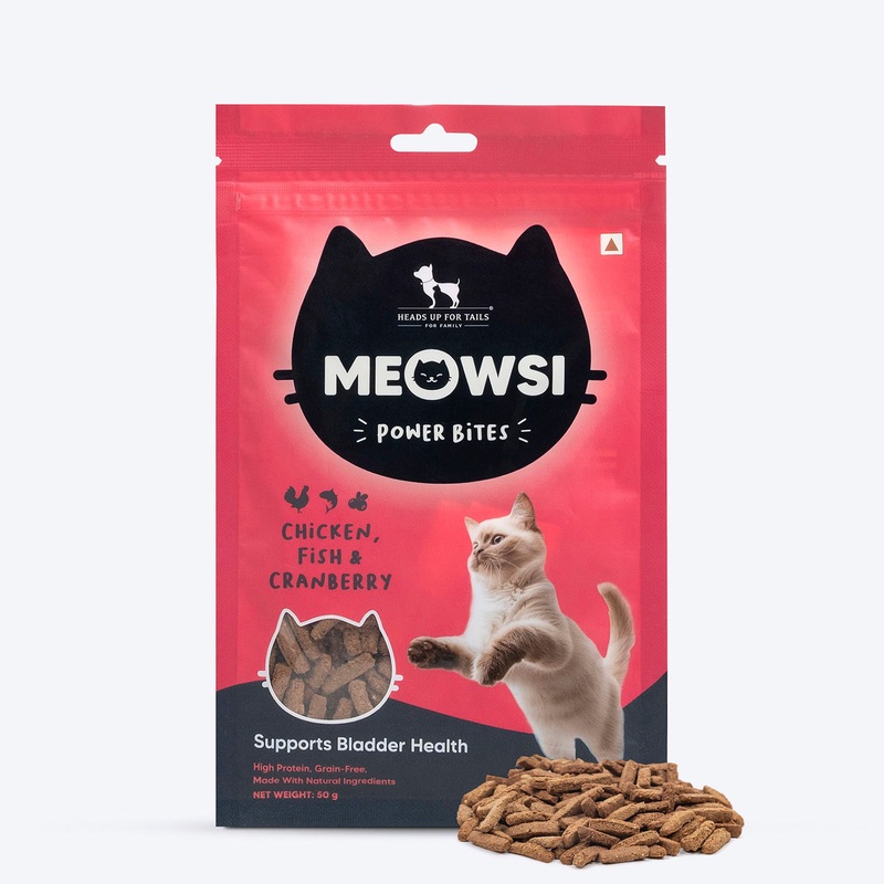 Meowsi by HUFT Chicken, Fish & Cranberry Power Bites Cat Treats – 50 gm
