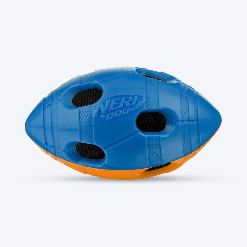 NERF DOG Crinkle & Squeak Football Toy For Dog – Blue & Orange