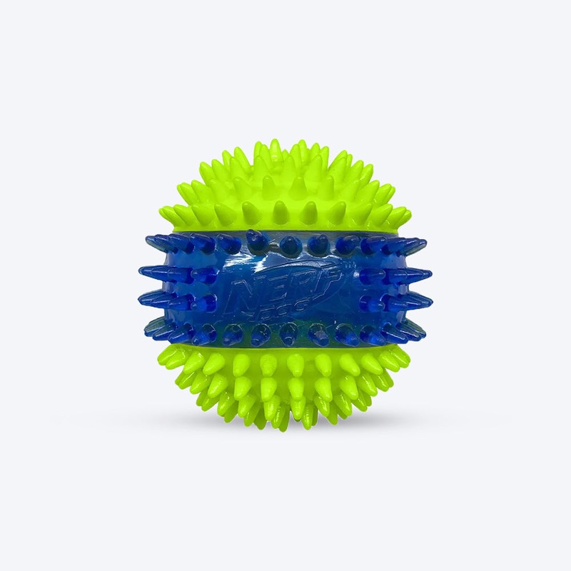 NERF DOG Spike Squeak Ball Toy For Dog – Green & Blue – 9.5 cm