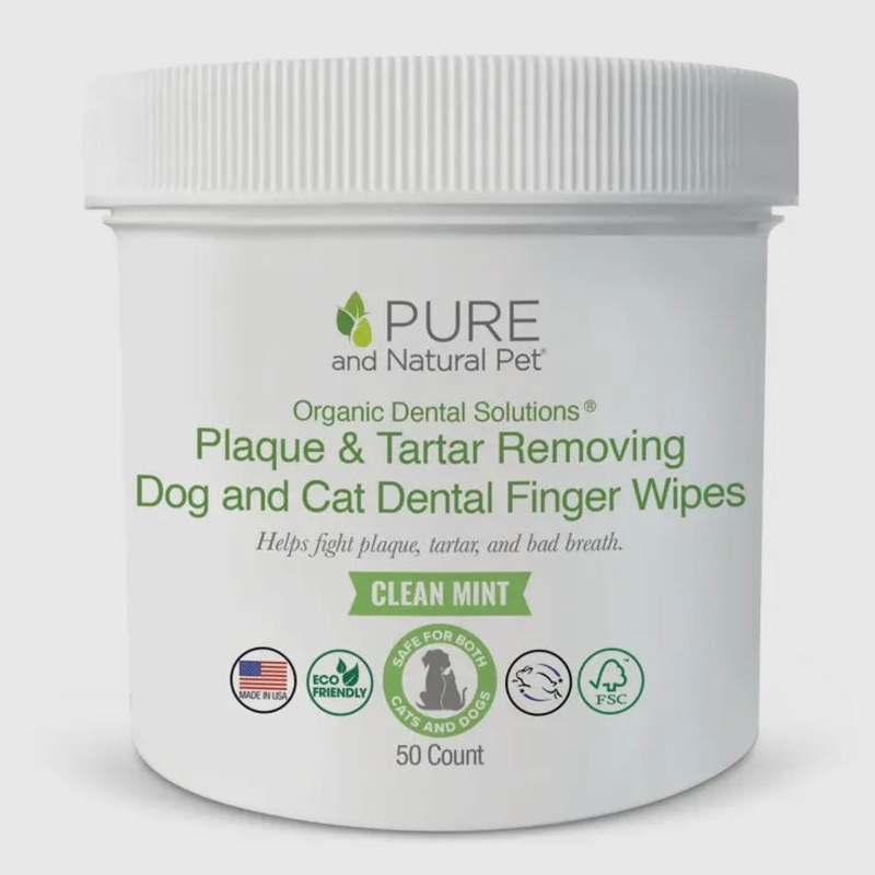 Pure and Natural Pet Dental Wipes for Dogs and Cats