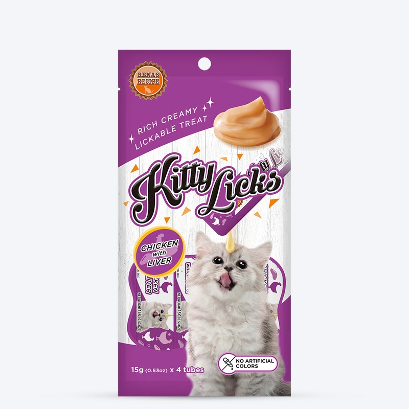 Rena’s Recipe Kitty Licks Chicken With Liver Kitten Treat Tubes-15 g