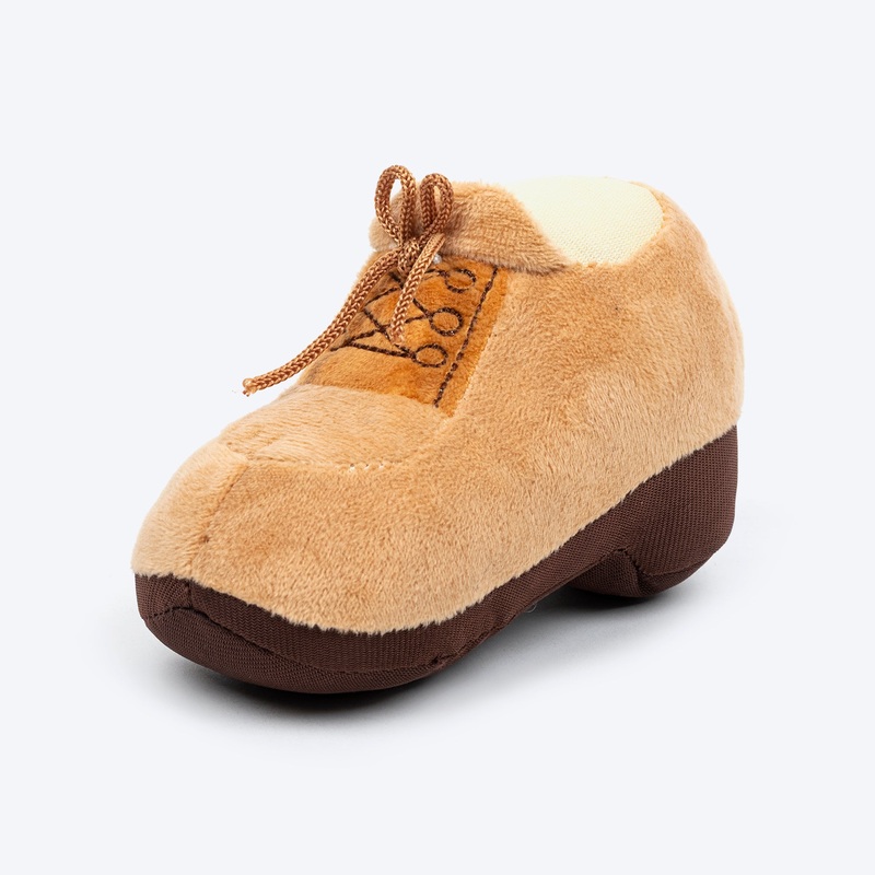 TLC Cuddle Shoe Squeaky Plush Toy For Puppies & Small Dogs – Brown