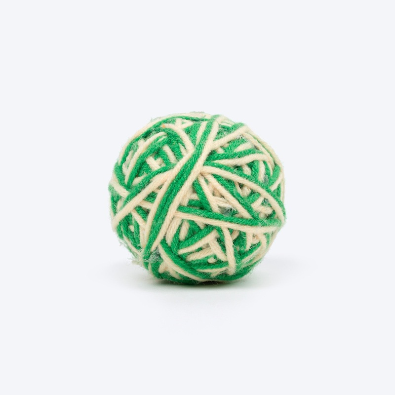 TLC Knotty Rattle Ball Interactive Toy For Cat – Green & White
