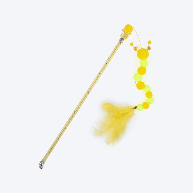 TLC Pompom Dazzle Wand Toy For Cat – Yellow