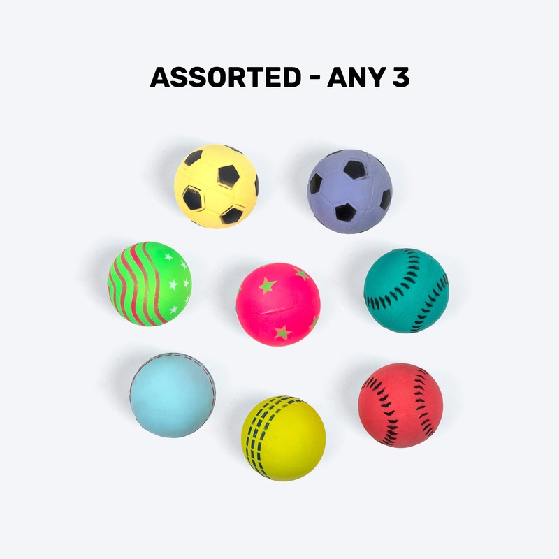 TLC Rubber Bouncy Balls For Dog – Assorted – Set Of 3