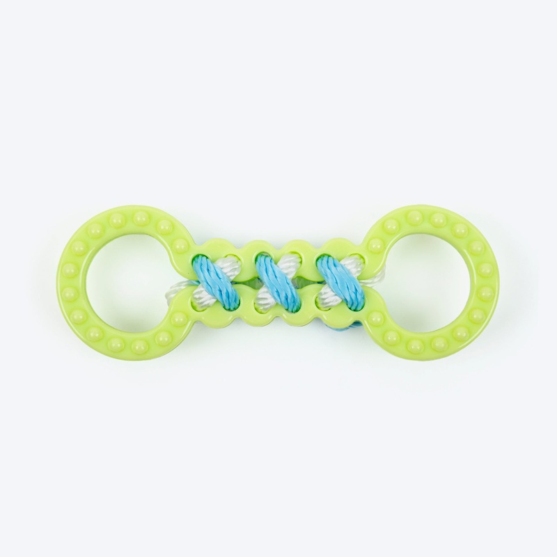 TLC Twin Rings Chew Toy For Puppies & Small Dogs – Green