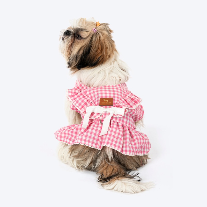 HUFT Check Charms Dress For Dog – Pink