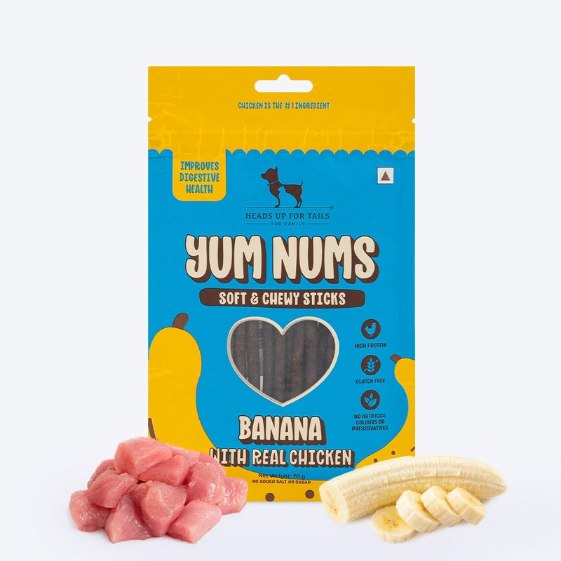 HUFT Yum Nums Soft & Chewy Sticks Banana with Real Chicken Treat For Dogs – 70 g