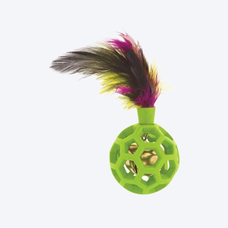 JW Pet Feather Ball With Bell Cat Toy – Green