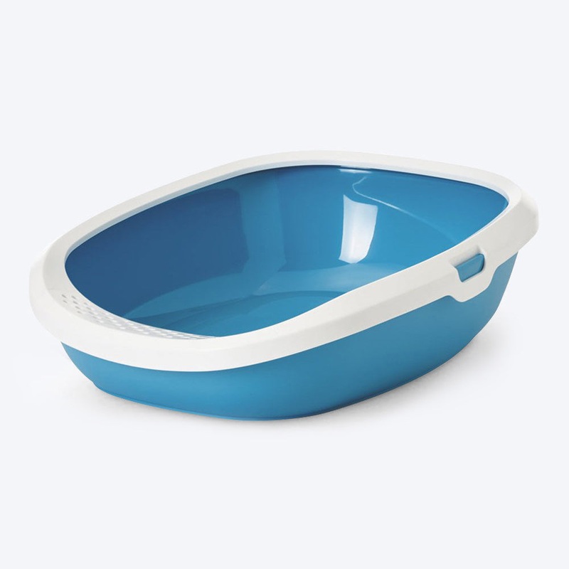 Savic Gizmo Cat Litter Tray with Rim – Blue – 17 x 12 x 5 inches