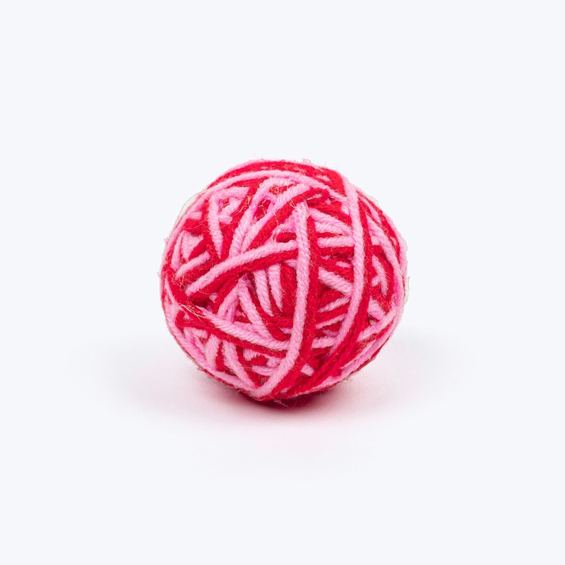 TLC Knotty Rattle Ball Interactive Toy For Cat – Red & Pink