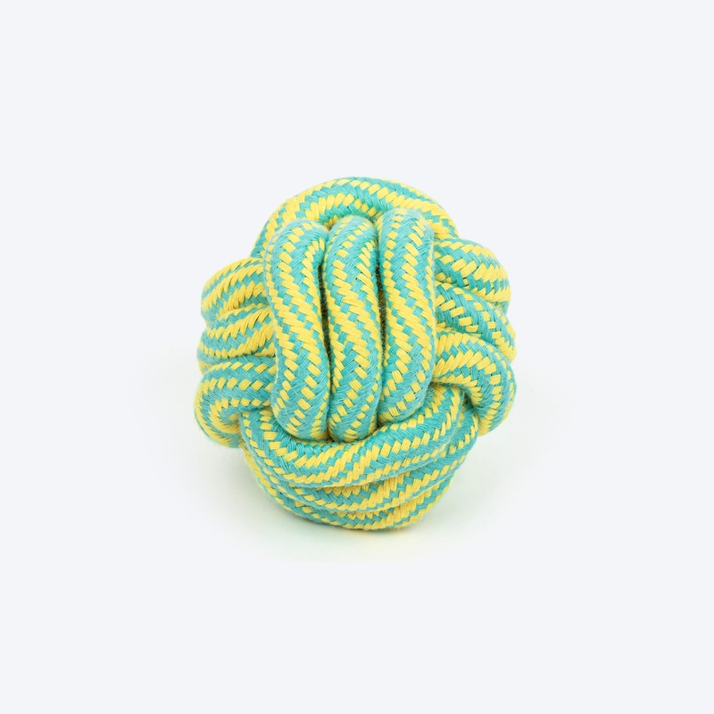 TLC Tug Knot Ball Rope Toy For Dog – Yellow & Turquoise