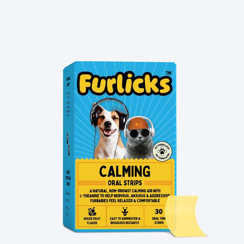Furlicks Calming Aid Mixed Fruit Oral Supplement For Cats and Dogs – 45g (30 Strips)