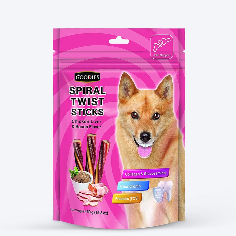 Goodies Spiral Twist Sticks Chicken & Bacon Flavour For Dogs – 450 g