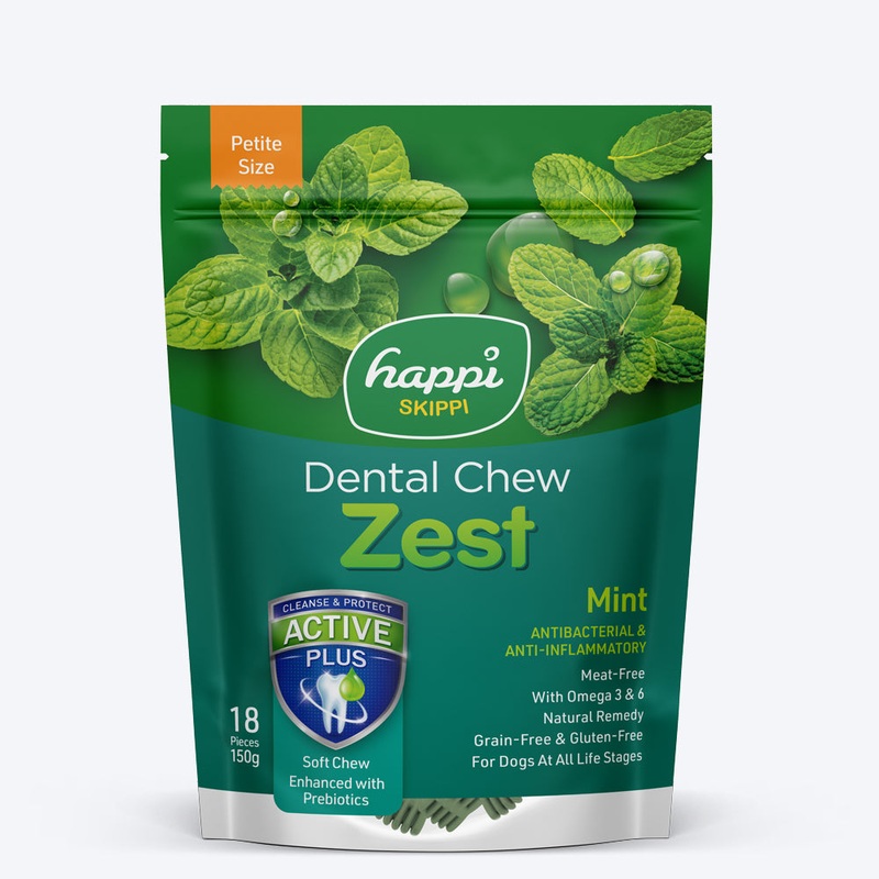 Happi Skippi Vegetarian Dental Chew – Zest – Mint – Petite – 2.5 inch – 150 g – 18 Pieces