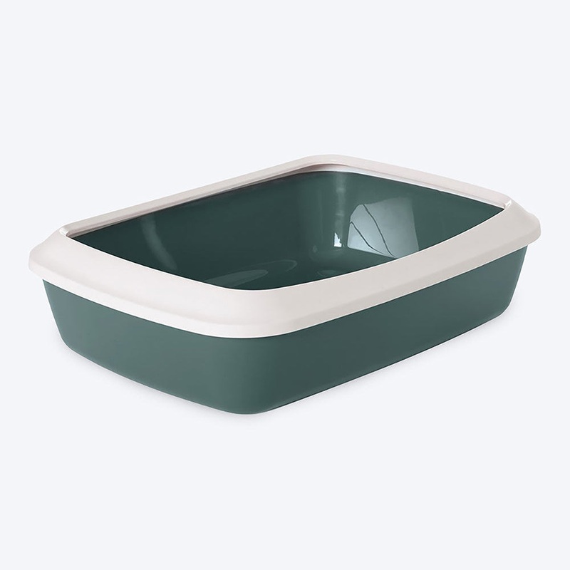Savic IRIZ Cat Litter Tray with Rim – Nordic Green – 17 x 12 x 5 inches