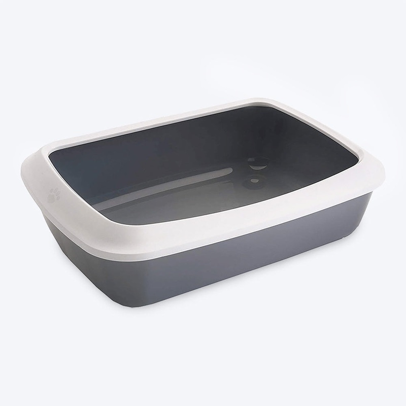 Savic IRIZ Cat Litter Tray with Rim – Retro Cold Grey – 17 x 12 x 5 inch