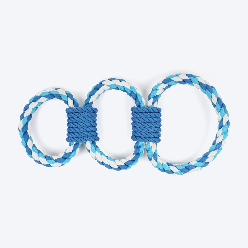Dash Dog Trio Looparoo Rope Toy For Dog – White & Turquoise