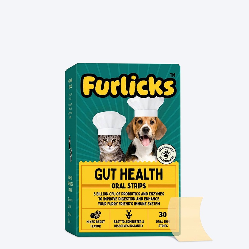 Furlicks Gut Health Mixed Berry Oral Supplement For Cats & Dogs – 45g (30 Strips)