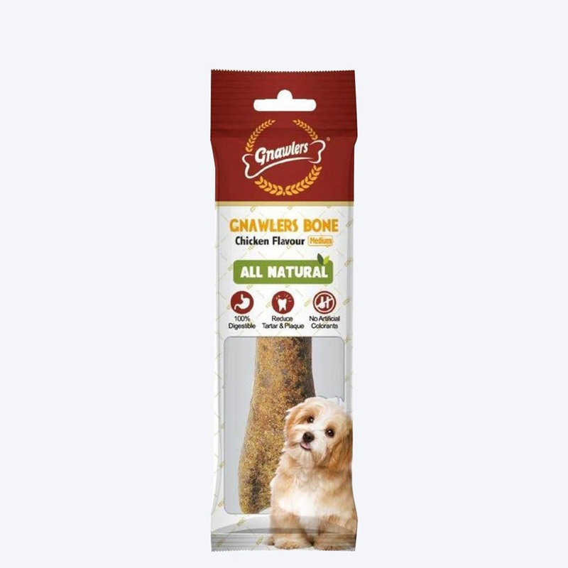 Gnawlers Bone Dog Treats – Chicken Flavour – Medium – 95 g packs